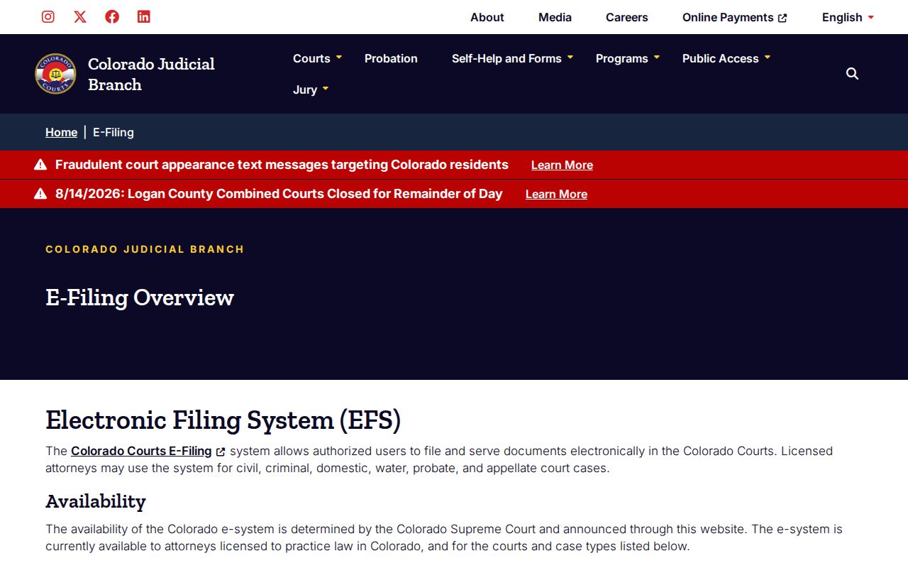 San Miguel County civil dockets in Colorado Courts E-Filing