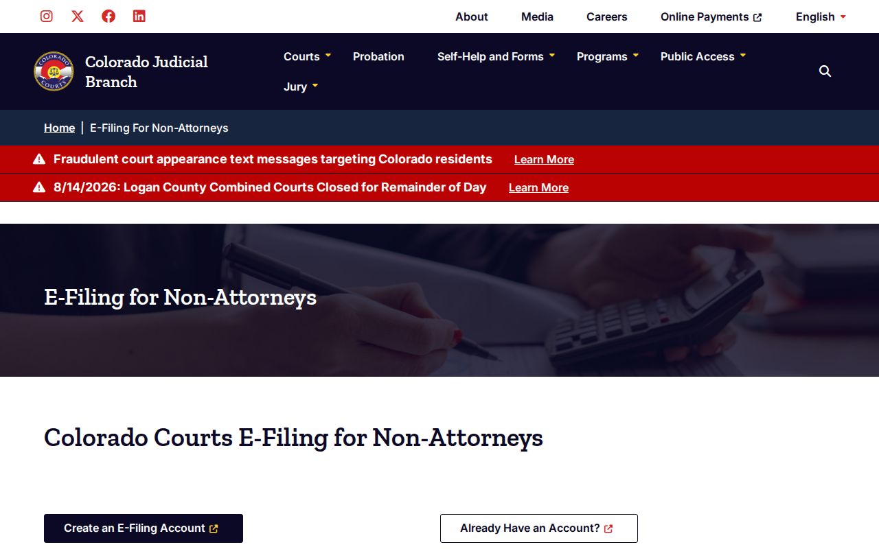 San Miguel County civil docket e-filing options for non-attorneys
