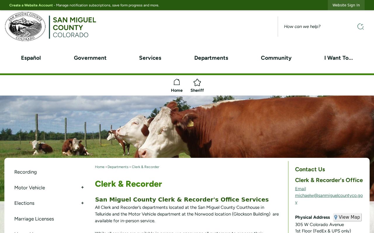 San Miguel County court records clerk and recorder distinction