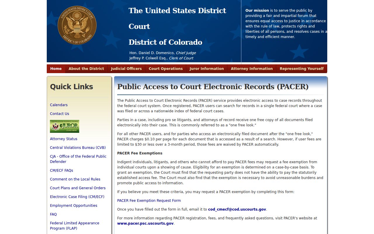 San Miguel County federal court records PACER access