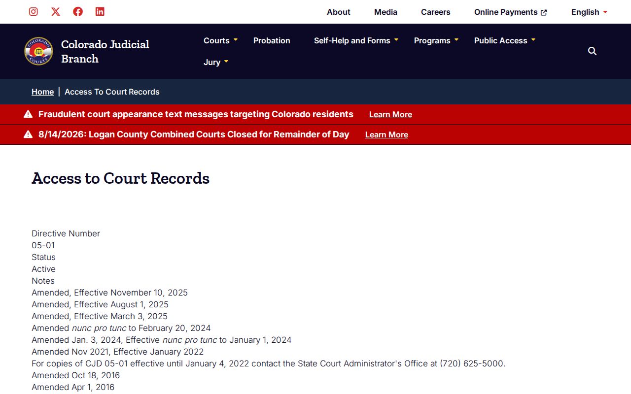San Miguel County case search access directive