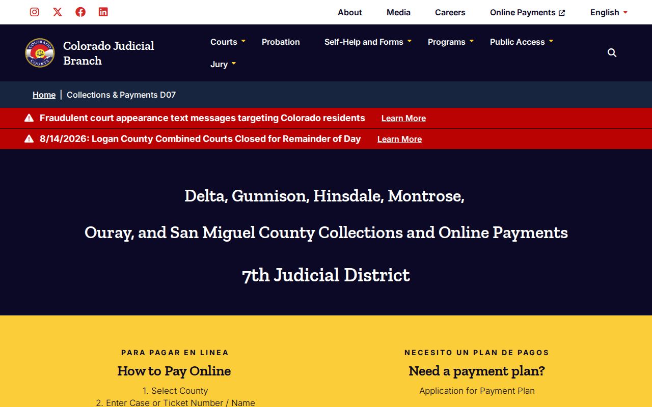San Miguel County traffic court records payment search