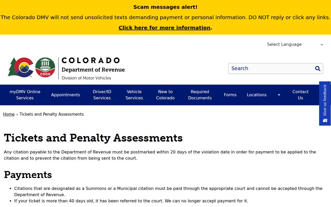 San Miguel County traffic court records penalty assessment deadline